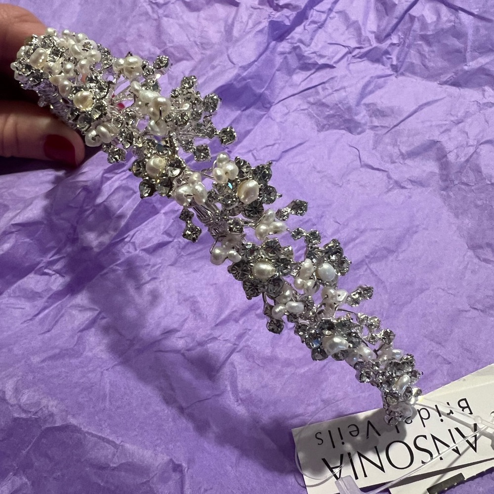 Ivory and Silver Bridal Headband